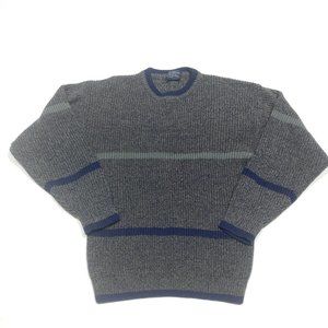 Vintage 80s Brittania Gray Cable Knit Crew Neck Pullover Sweater Mens Medium